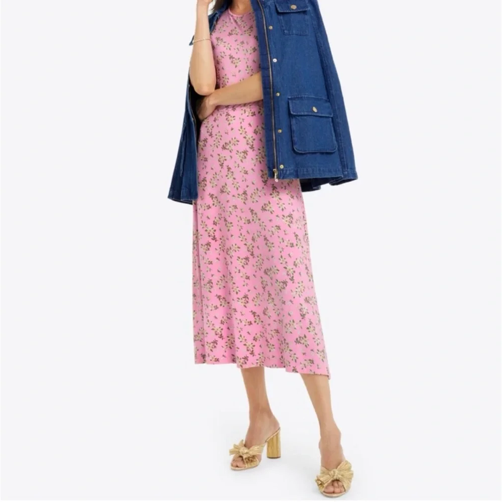 Draper James Tammy T-Shirt Dress Midi Stretch Magnolia Print NWT Sz M